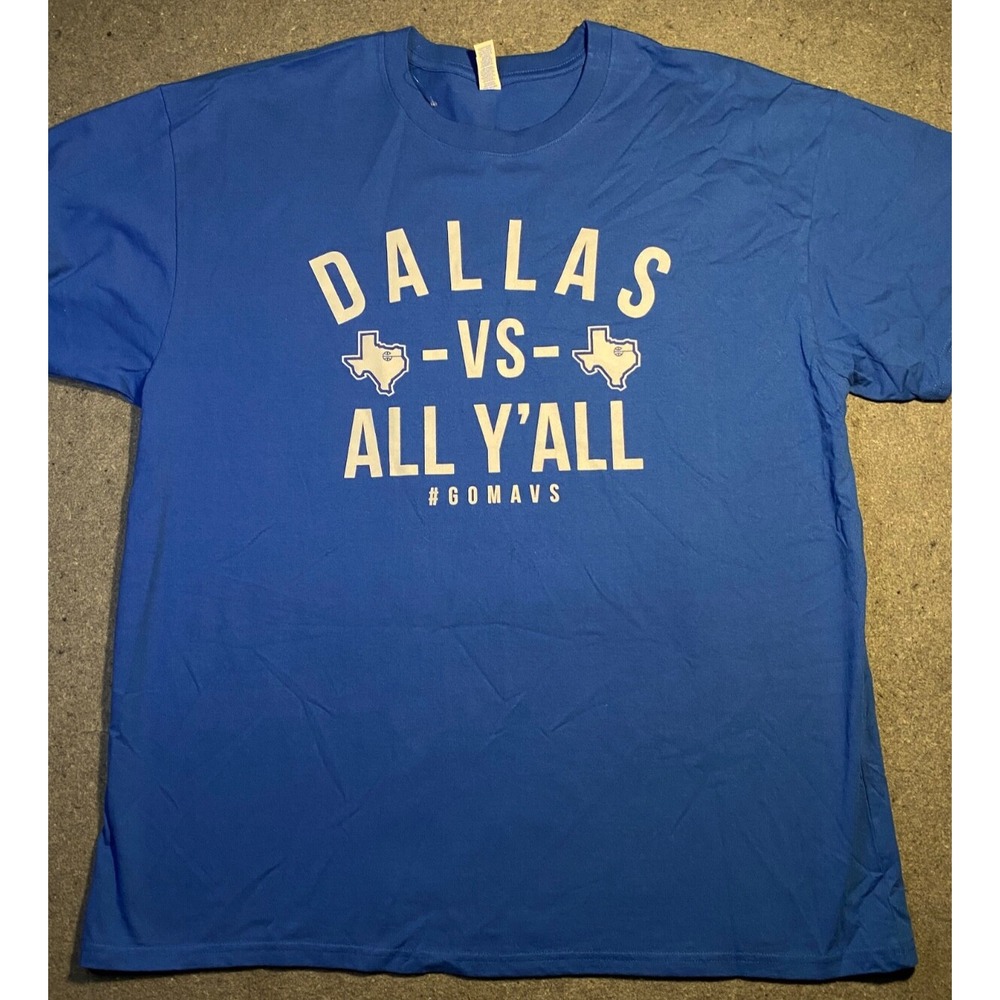 DALLAS VS ALL Y'ALL YALL Shirt 2XL GO MAVERICKS blue short sleeve‎ BRISCO BRAND